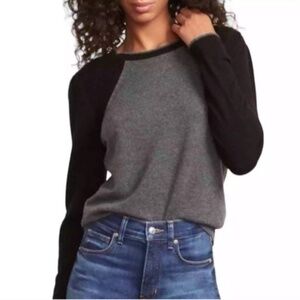 $425 Veronica Beard Albertina Black & Gray Cashmere Sweater Size Large